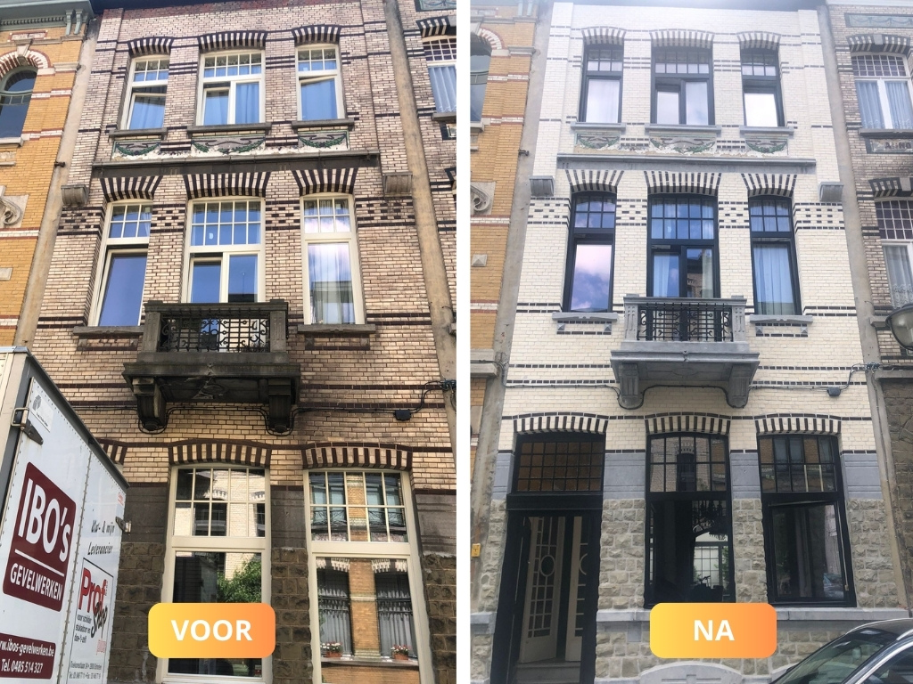 gevelrenovatie voor en na